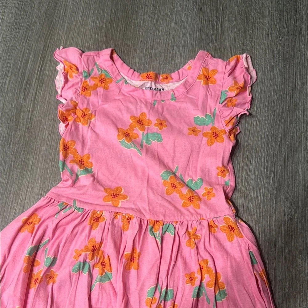 Old Navy Pink Dress with Orange Floral Design